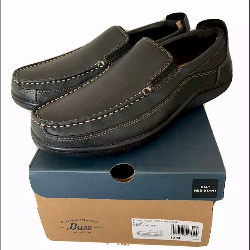Bass & Co. Flex Step Victor Slip-on Black Shoe